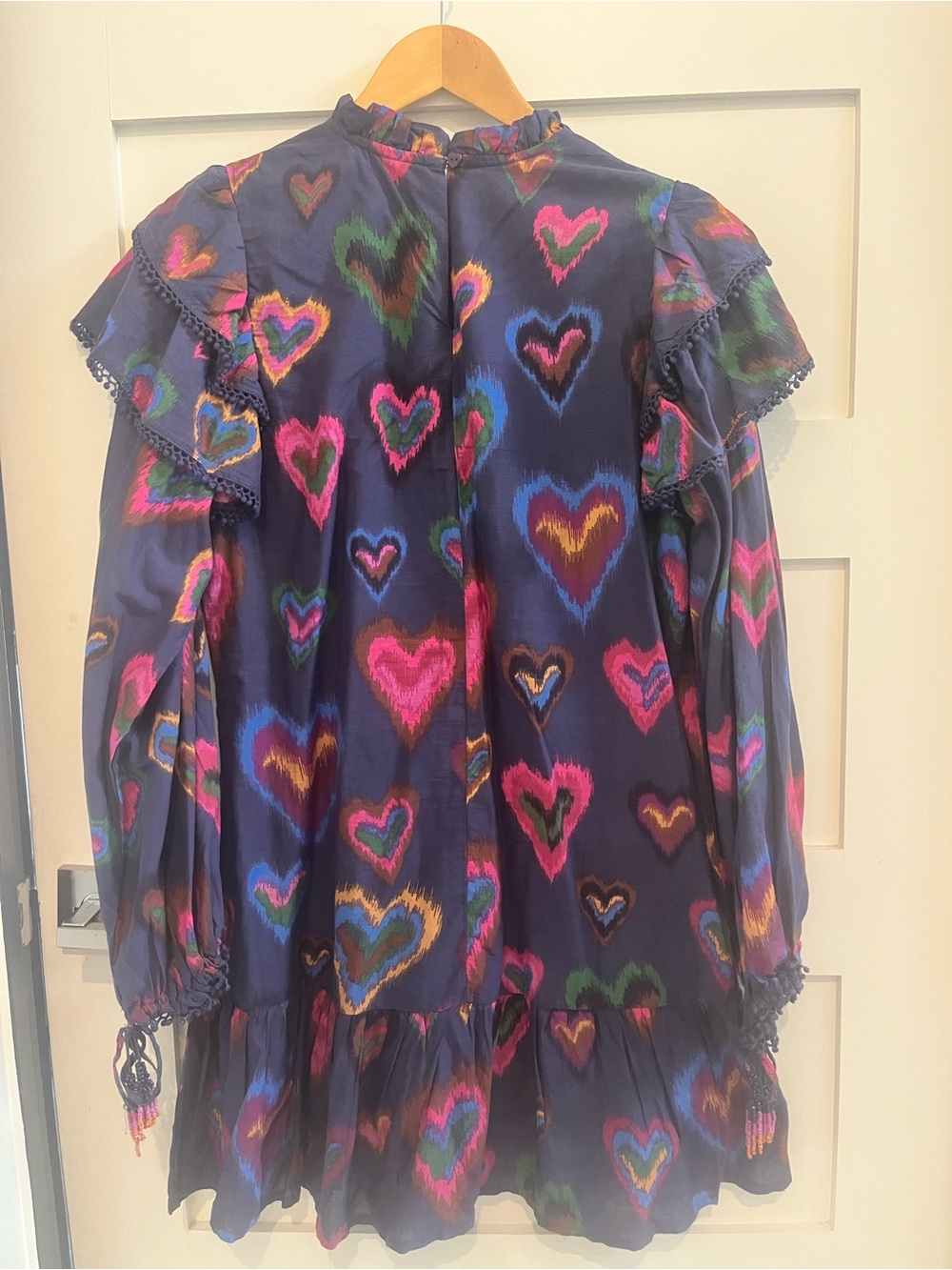 FARM Rio Navy Ikat Multicolor Heart-Print Ruffle Mini Dress - Picture 5 of 6